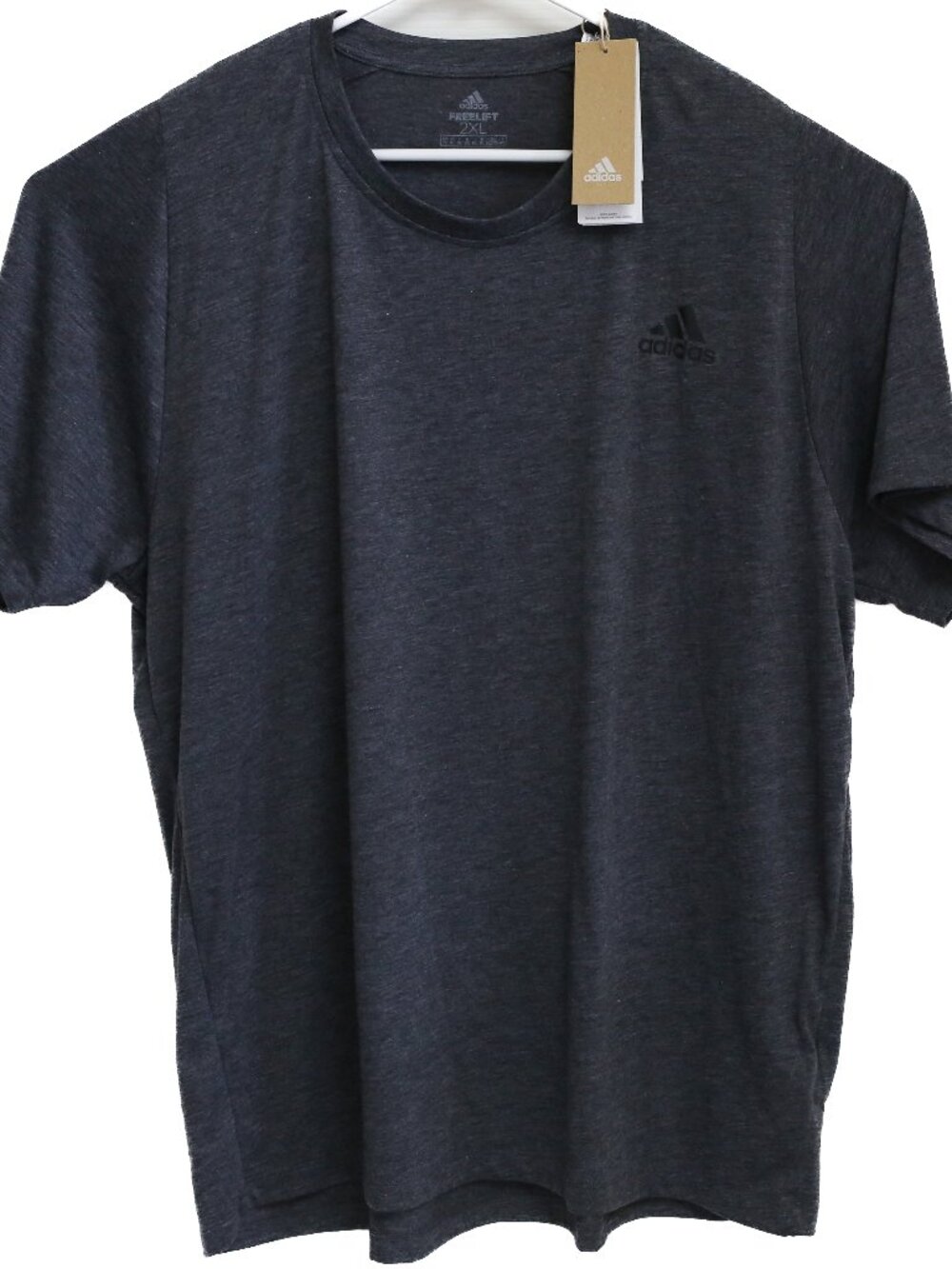 NWT Adidas Mens Freelift T Shirt Size 2XL Gray Heather Black Logo Athletic NEW